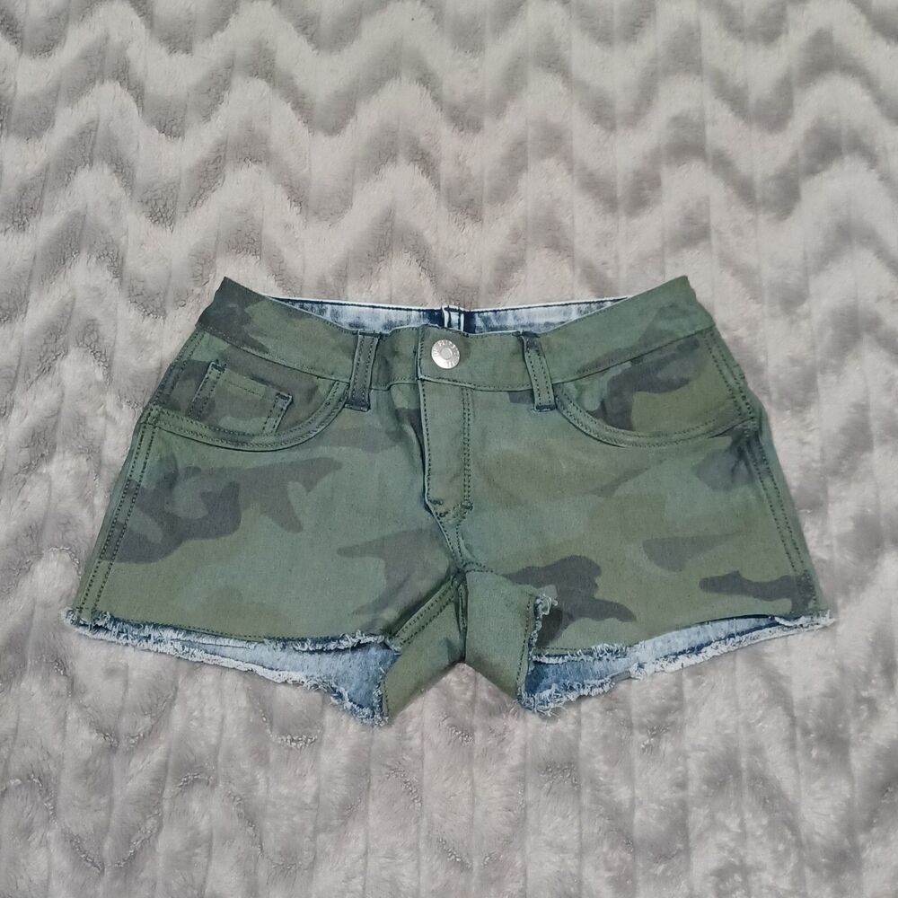 Flipside Womens Juniors Size 1 Jean Camo Reversible Denim Shorts - Picture 5 of 7
